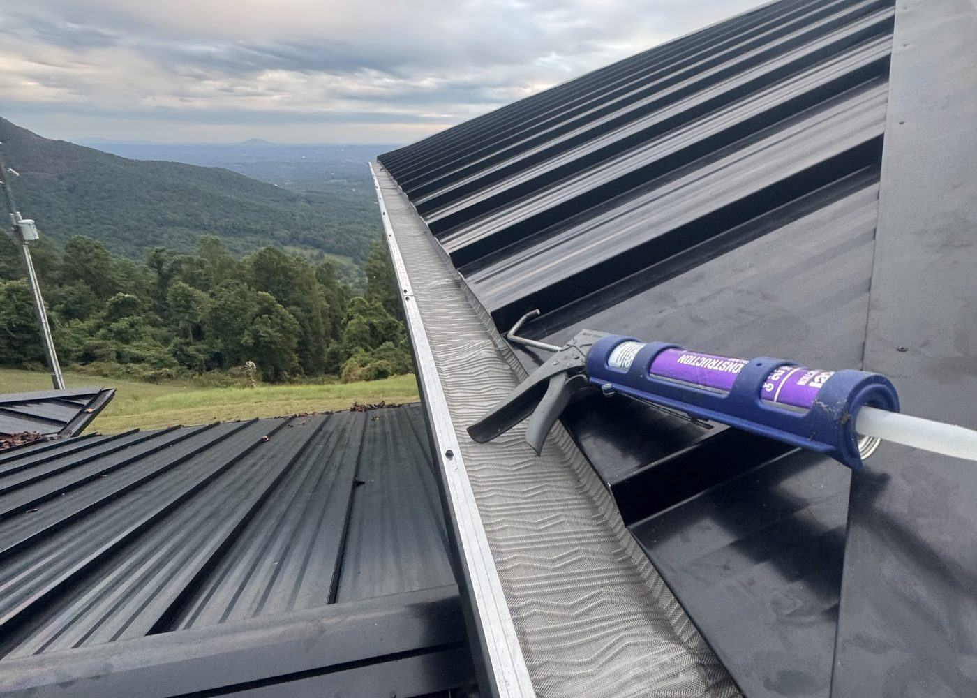 Sealing a freshly installed seamless gutter end cap